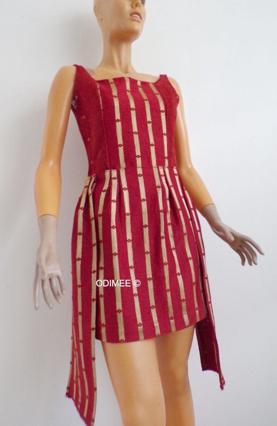 Robe rouge et or velours upcycling  location taille 36/38