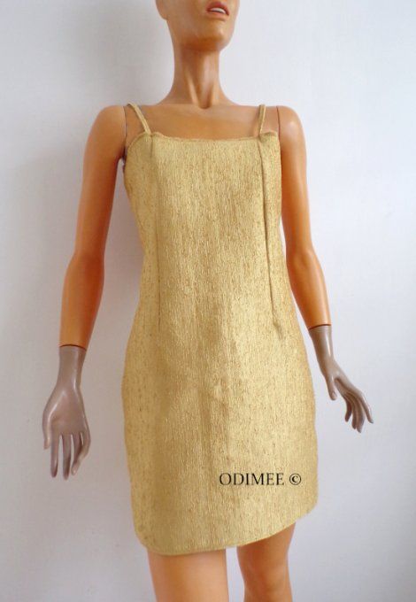 robe ocre à bretelle velours upcycling taille 38-40